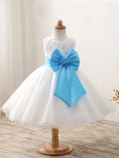 Nice Scoop Sleeveless Organza Little Girls Pageant Gowns Bowknot Zipper