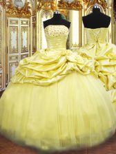  Sleeveless Lace Up Floor Length Beading and Pick Ups Vestidos de Quinceanera