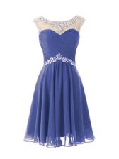  Cap Sleeves Zipper Knee Length Beading Dress for Prom