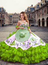 Exceptional Ball Gowns Quinceanera Dresses Sweetheart Organza Sleeveless Floor Length Lace Up