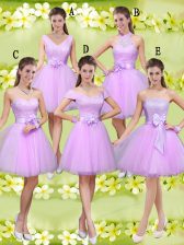 Deluxe Sweetheart Sleeveless Lace Up Vestidos de Damas Lilac Tulle