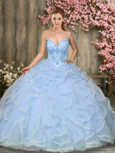 Trendy Sleeveless Lace Up Floor Length Beading and Ruffles Sweet 16 Dresses