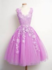  Knee Length A-line Sleeveless Lilac Damas Dress Lace Up