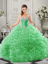  Green Ball Gown Prom Dress Sweetheart Sleeveless Court Train Lace Up