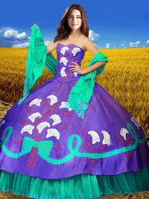  Multi-color Lace Up 15 Quinceanera Dress Embroidery Sleeveless Floor Length