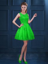 Admirable Tulle Zipper Dama Dress for Quinceanera Sleeveless Knee Length Lace and Ruffled Layers