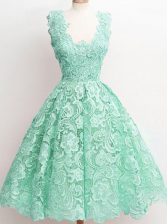  Knee Length A-line Sleeveless Apple Green Court Dresses for Sweet 16 Zipper
