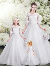  Half Sleeves Brush Train Lace Up Lace Sweet 16 Dress