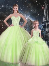 Edgy Tulle Sleeveless Floor Length Quinceanera Dress and Beading