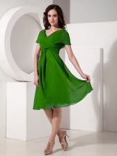  Knee Length Zipper Homecoming Dress Green for Prom and Party with Ruching