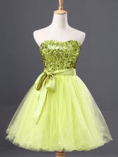  Yellow Green Sweetheart Neckline Sequins Prom Evening Gown Sleeveless Zipper