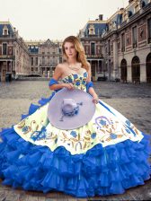 New Style Organza Sleeveless Floor Length Vestidos de Quinceanera and Embroidery and Ruffled Layers