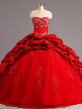  Sleeveless Court Train Beading and Appliques and Pick Ups Lace Up 15 Quinceanera Dress