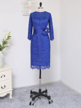 Graceful Scoop Long Sleeves Zipper Prom Evening Gown Royal Blue Lace