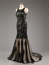 Glittering Black Zipper Sweetheart Lace and Appliques Homecoming Dress Tulle Sleeveless Brush Train