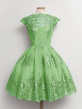  Scalloped Lace Up Lace Court Dresses for Sweet 16 Cap Sleeves
