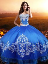 New Style Ball Gowns 15 Quinceanera Dress Blue Sweetheart Taffeta Sleeveless Floor Length Lace Up