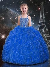  Sleeveless Beading and Ruffles Lace Up Little Girl Pageant Dress