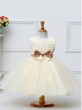  Sleeveless Lace and Bowknot Zipper Pageant Gowns For Girls