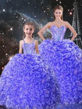 Trendy Sleeveless Lace Up Floor Length Beading and Ruffles Sweet 16 Dresses