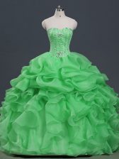  Organza Sweetheart Sleeveless Lace Up Beading and Ruffles and Pick Ups Quinceanera Dresses in 