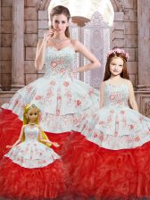 High End Sleeveless Lace Up Floor Length Beading and Appliques and Ruffles 15 Quinceanera Dress