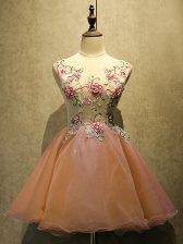Pretty Mini Length Orange Red Dress for Prom Scoop Sleeveless Lace Up