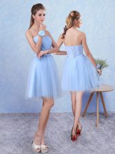  Blue Sweetheart Lace Up Ruching Court Dresses for Sweet 16 Sleeveless