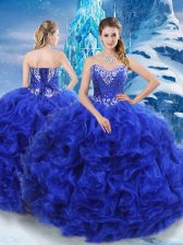 Stunning Royal Blue Sweetheart Neckline Beading 15th Birthday Dress Sleeveless Lace Up