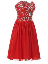  Chiffon Sleeveless Knee Length and Beading