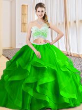 Dramatic Floor Length Quinceanera Dress One Shoulder Sleeveless Criss Cross