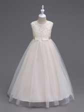  Sleeveless Lace Zipper Little Girls Pageant Gowns