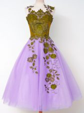Amazing Knee Length A-line Sleeveless Lavender Quinceanera Court Dresses Lace Up