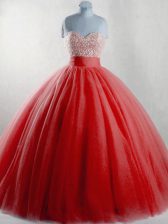 Custom Design Sleeveless Lace Up Floor Length Beading Quinceanera Gowns