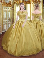 Graceful Tulle Sleeveless Floor Length Quinceanera Dress and Beading and Appliques and Hand Made Flower