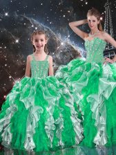 Dynamic Multi-color Sweetheart Lace Up Beading and Ruffles Sweet 16 Dresses Sleeveless