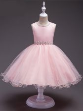  Scoop Sleeveless Organza Little Girl Pageant Dress Beading Zipper