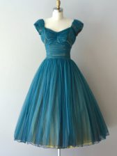 Beautiful V-neck Cap Sleeves Chiffon Quinceanera Court of Honor Dress Ruching Zipper