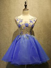 Exceptional Sleeveless Lace Up Mini Length Embroidery 