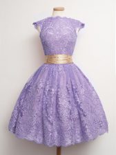 Most Popular Cap Sleeves Belt Lace Up Damas Dress