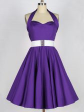  Sleeveless Zipper Knee Length Ruching Dama Dress