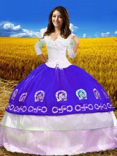  Ball Gowns Sweet 16 Dresses Purple Off The Shoulder Taffeta 3 4 Length Sleeve Floor Length Lace Up