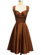 Nice Chocolate Quinceanera Court Dresses Prom and Party and Wedding Party with Ruching Straps Sleeveless Lace Up