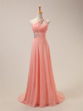  Watermelon Red Sleeveless Beading Zipper Vestidos de Damas