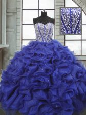 Beautiful Sleeveless Beading and Ruffles Lace Up Quinceanera Dresses