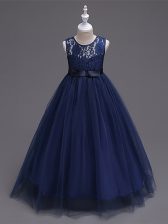  Scoop Sleeveless Tulle Little Girls Pageant Dress Lace Zipper