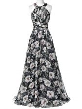 Best Selling Multi-color Zipper Halter Top Ruching Printed Sleeveless