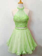 Amazing Knee Length Damas Dress Organza Sleeveless Beading