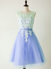 Pretty Sleeveless Lace Up Knee Length Lace Damas Dress