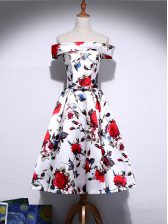 Romantic Sleeveless Knee Length Pattern Lace Up Dress for Prom with Multi-color